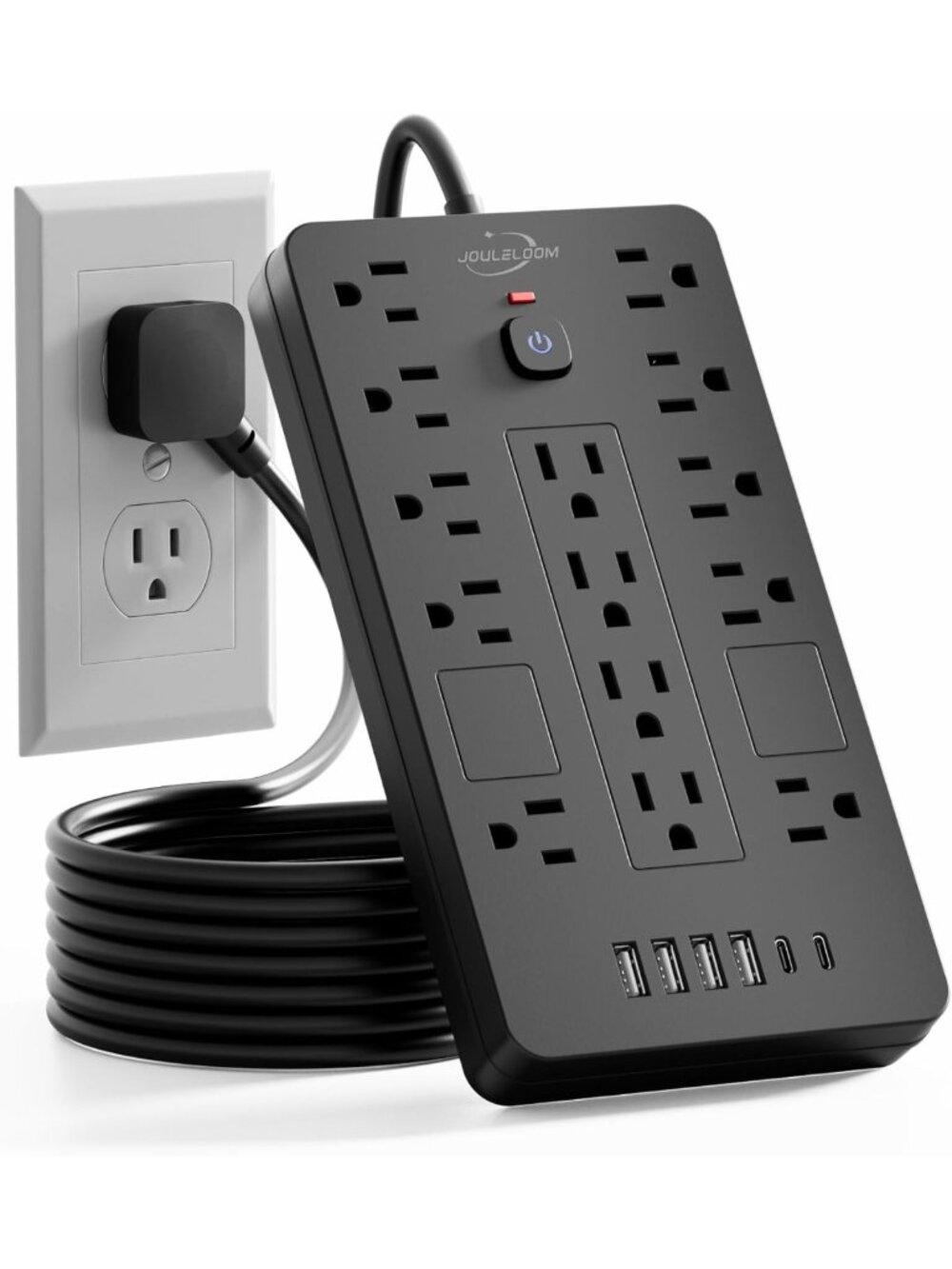 14-Outlet Surge Protector Power Strip with 6 USB Ports & 6ft Flat Plug Cord